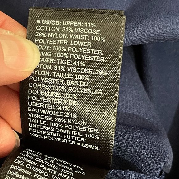 Truth & Fable Chiffon Lace Midi Dress L Cutout Waist Keyhole Back Fit Flare Navy - Picture 12 of 12